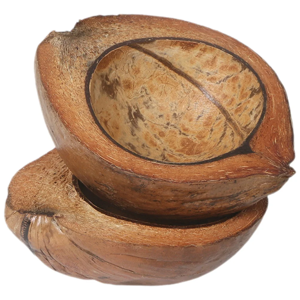 

2 Pcs Coir Cups Shells Decoration Bohemian Holders Containers Table Natural Coconut Jar Banquet