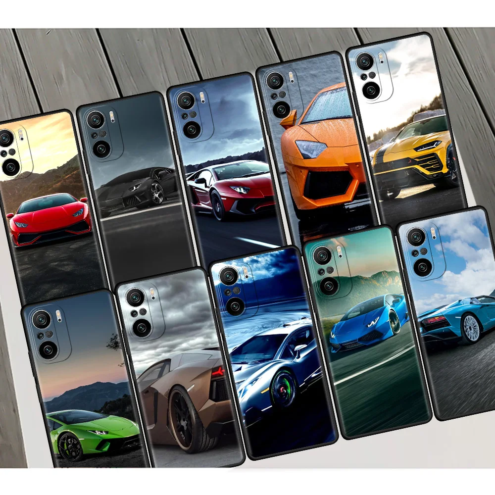

Cool Sports Car Case For Xiaomi Redmi Note 9S 9 8 10 Pro 11 7 8T 9C K40 7 9Pro Black TPU Soft Phone Cover Shell