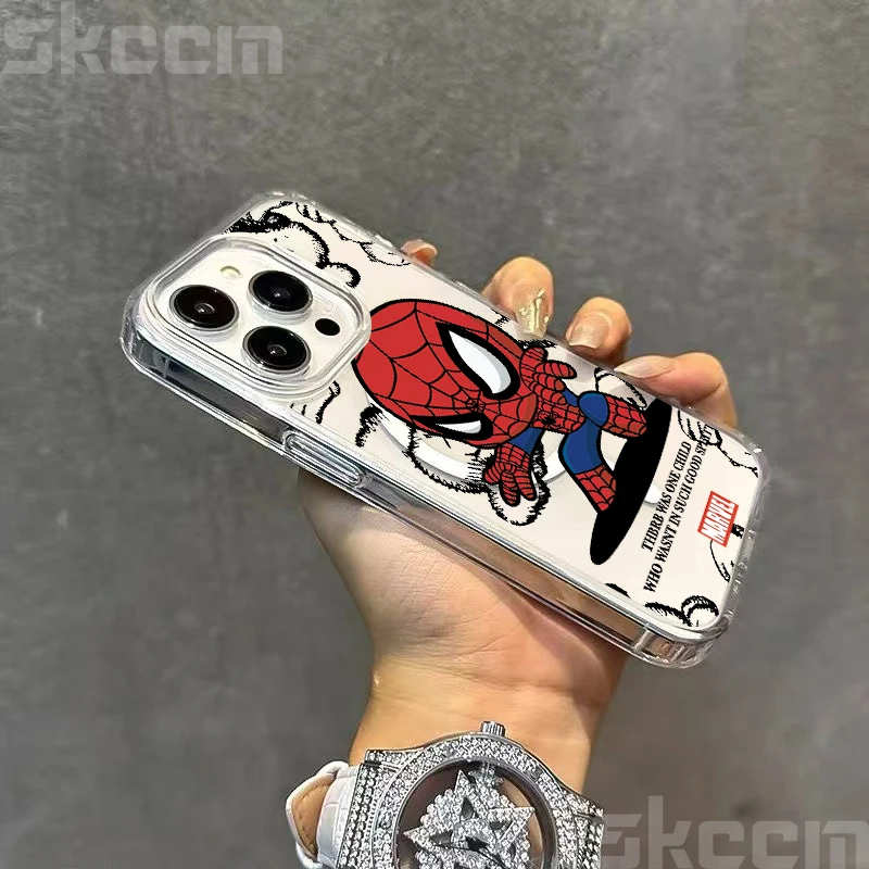 Магнитный чехол Marvel Spider Man для Samsung Galaxy S25 S24 S23 S22 UItra PIus S21 S20 FE Magsafe Wireless Charging Cover