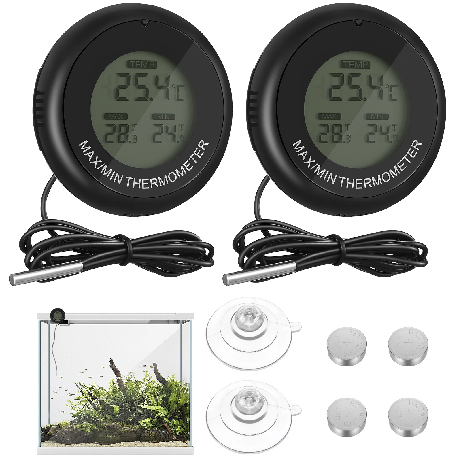 

2pcs Tank Aquarium Temperature LCD Display Digital