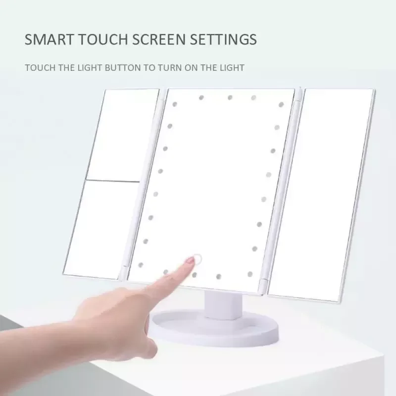 

LED Makeup Mirror With Light Folding Adjustable Table Desktop Touch Screen 1X/2X/3X Magnifying Vanity Mirror Room Decor