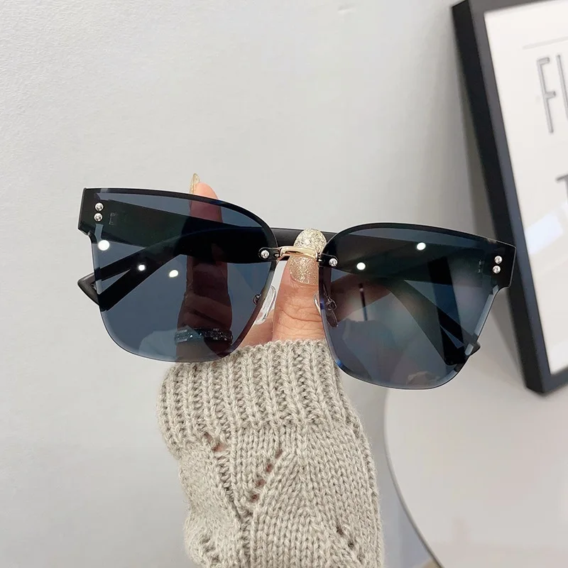 

Очки солнцезащитные женские Овальные без оправы, винтажные Модные антибликовые солнечные очки с защитой от ультрафиолета, UV400