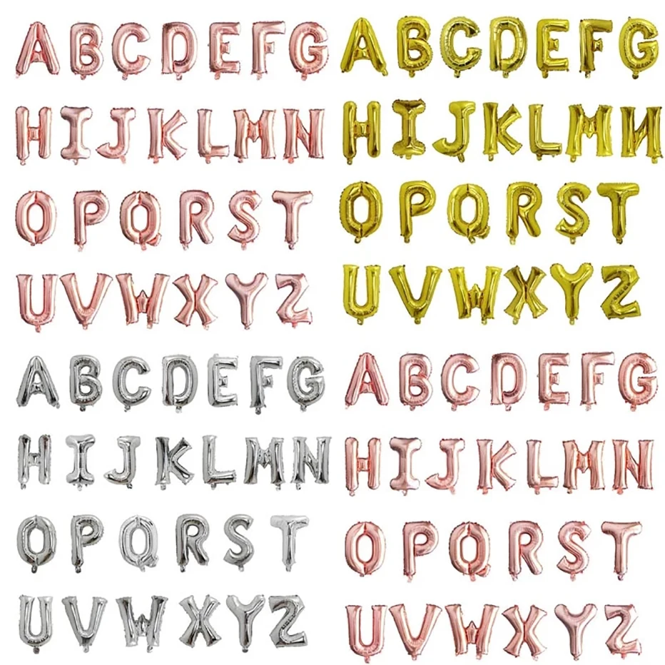 

1pc Rose Gold Silver A-Z Letters Foil Balloons Wedding Happy Birthday Party Decoration Air Globos DIY Helium Alphabet Balloon