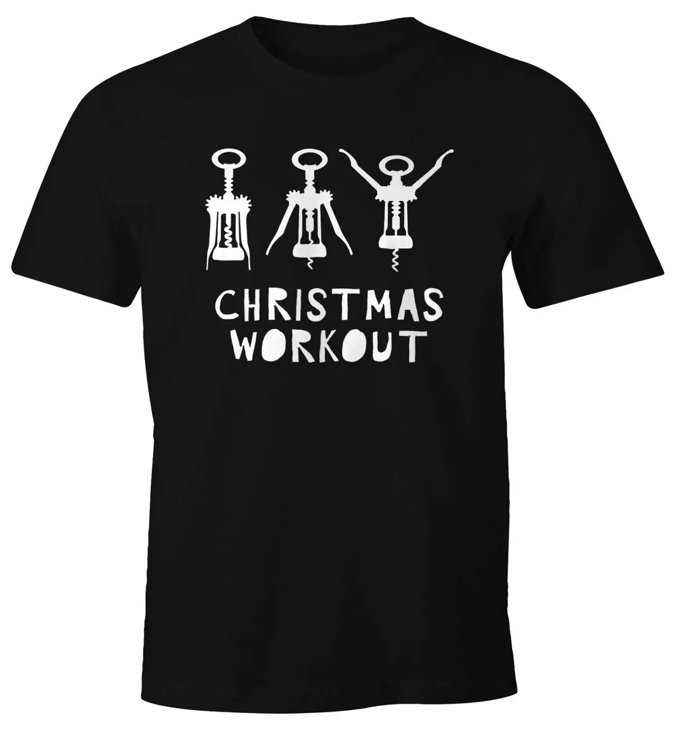 Herren T-Shirt Weihnachten lustig Christmas Workout Flaschen Torinoner Korkenzieher Минималистичная модная футболка с