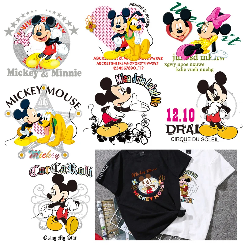 

Minnie Mickey Mouse Patches For Clothes T-Shirt Cute Pluto Disney Iron-on Transfers Stickers For Clothing Heat Transfer Applique