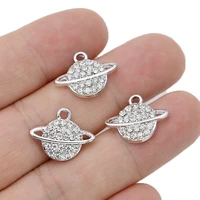 10pcs silver plated crystal planet charms pendant for jewelry making earrings bracelet necklace accessories diy findings