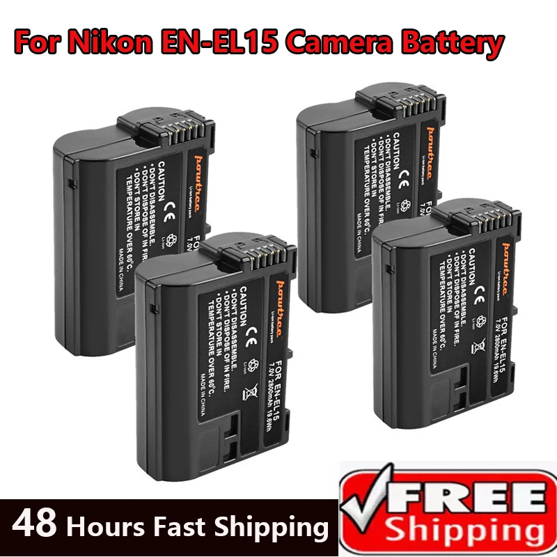 

2800mAh EN-EL15 ENEL15 EN EL15 Camera Battery for Nikon DSLR D600 D610 D800 D800E D810 D850 D7000 D7100 D7200 L50