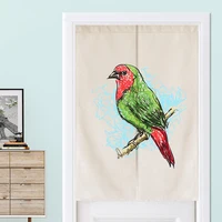 Little Bird Cartoon Print Fabric Door Curtain Kitchen Bedroom Fitting Room Free Perforated Partition