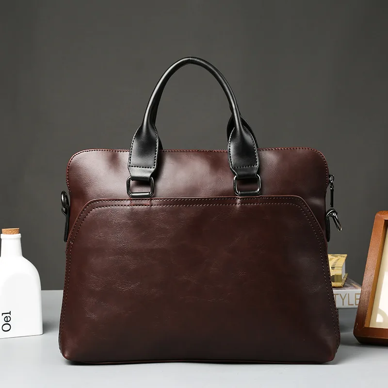 

Роскошный мягкий кожаный мужской портфель в Корейском стиле, винтажная сумка, деловая сумка для ноутбука, повседневная сумка-мессенджер через плечо для мужчин