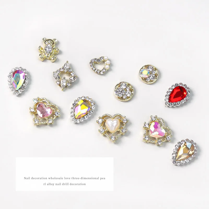 10 шт. Подвески Стразы из сплава кристаллов в форме сердца 3D мигающие ювелирные