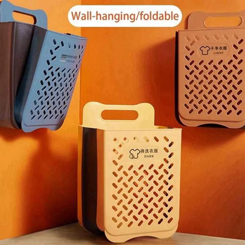 

Wall Mounted Foldable Laundry Basket Dirty Clothes Storage Basket Wall Hanging Bathroom Clothes Laundry Organizer