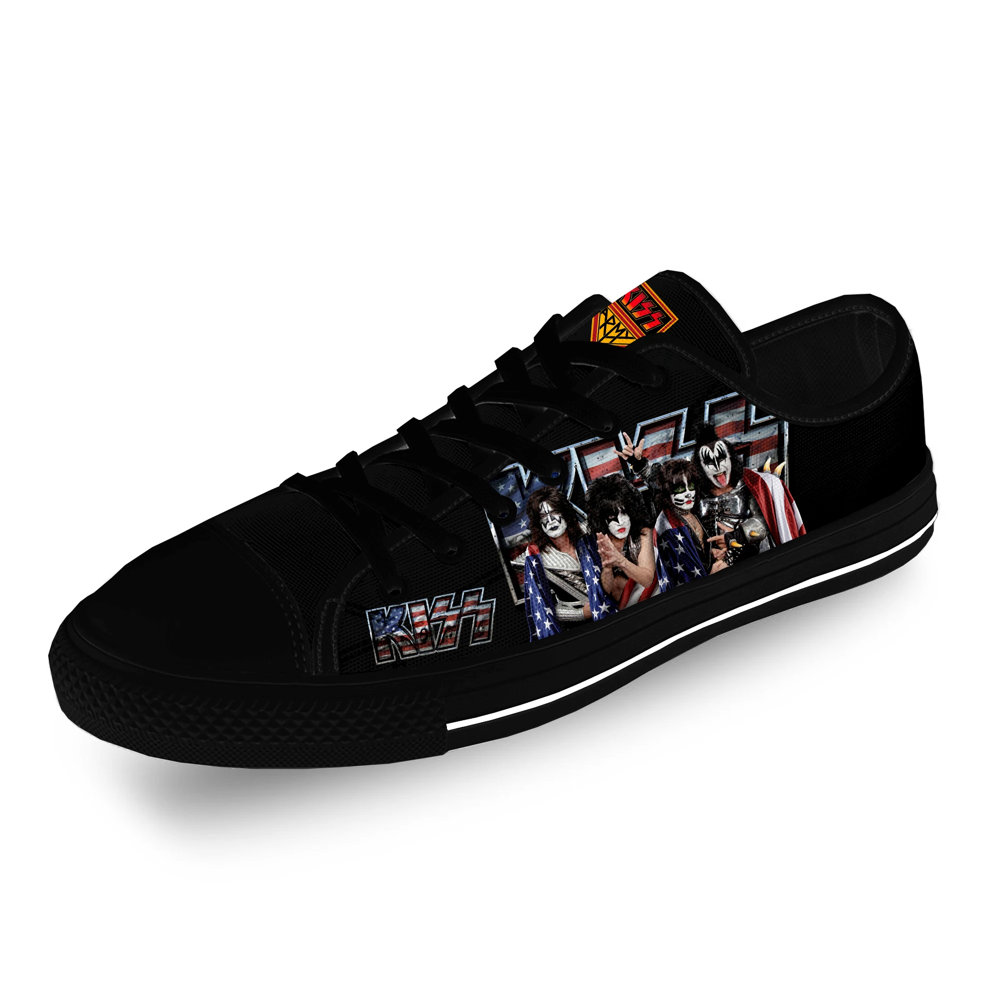 

Kiss Rock Band Heavy Metal Music Casual Cloth 3D Print Low Top Canvas Fashion Shoes Men Women Lightweight Breathable Sneakers