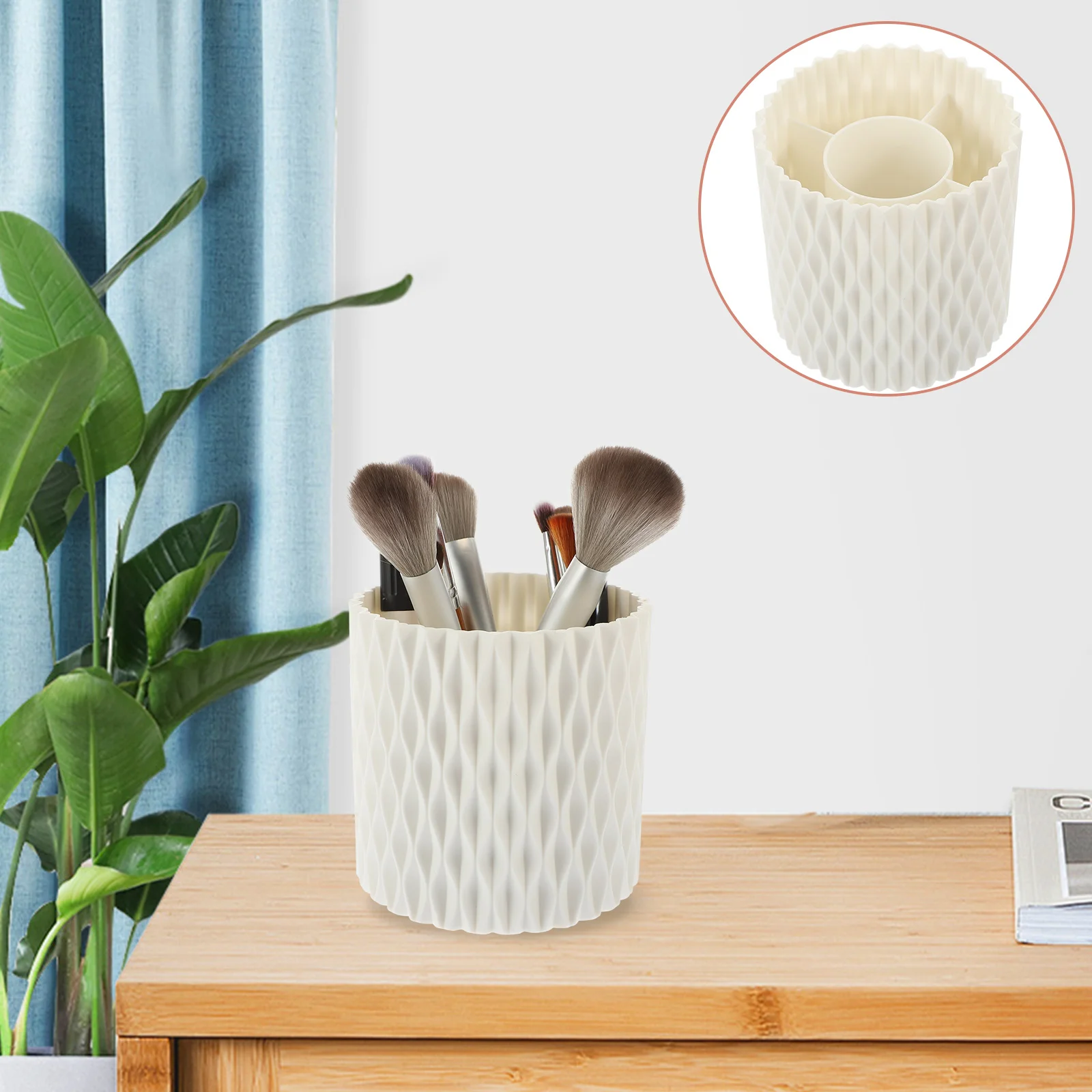 

Brush Holder Pen Organizer Makeup Cup Desk Bucket Desktopstationery Large Container Rotatable Rotatingdegree Make 360°