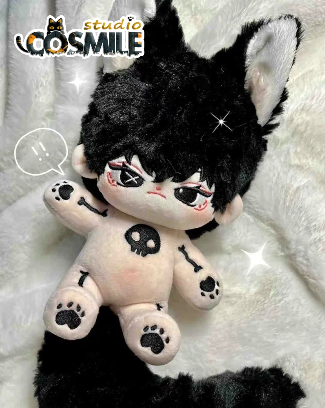 

No attributes Skeleton Wolf Cat Oni Neko Shikigami Demon Akuma Monster Subculture Stuffed Plushie Toy 20cm Plush Body Sa