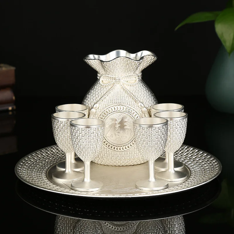

European Style Metal Goblet Personalized Lucky Bag White Wine Glass Glasses of Wine High-end Household Flagon Sake Set Barware