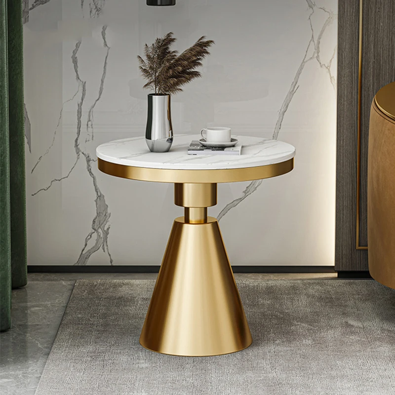 

Northern Europe Modern Rock Slab Marble Side Small Round Coffee Table Italian Minimalist Luxury Apartment Outdoor Furniture HY