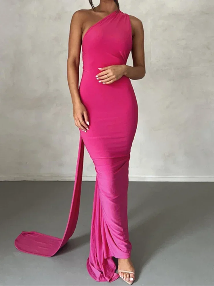 Женское длинное облегающее платье-макси без рукавов с открытой спиной и