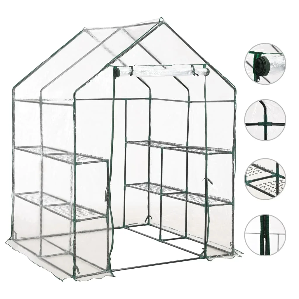 

Walk-In Garden Greenhouse Aluminum Polycarbonate with Roof Vent for Plants Herbs Vegetables 6' x 4' x 7' Green