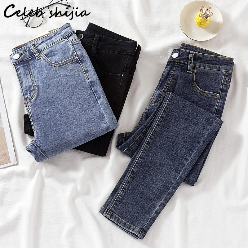

Vintage Blue Jeans Women High Waisted Elastic Denim Pants Korean Fashion Streetwear Chic Pencil Pants Mom Jeans Spring Summer