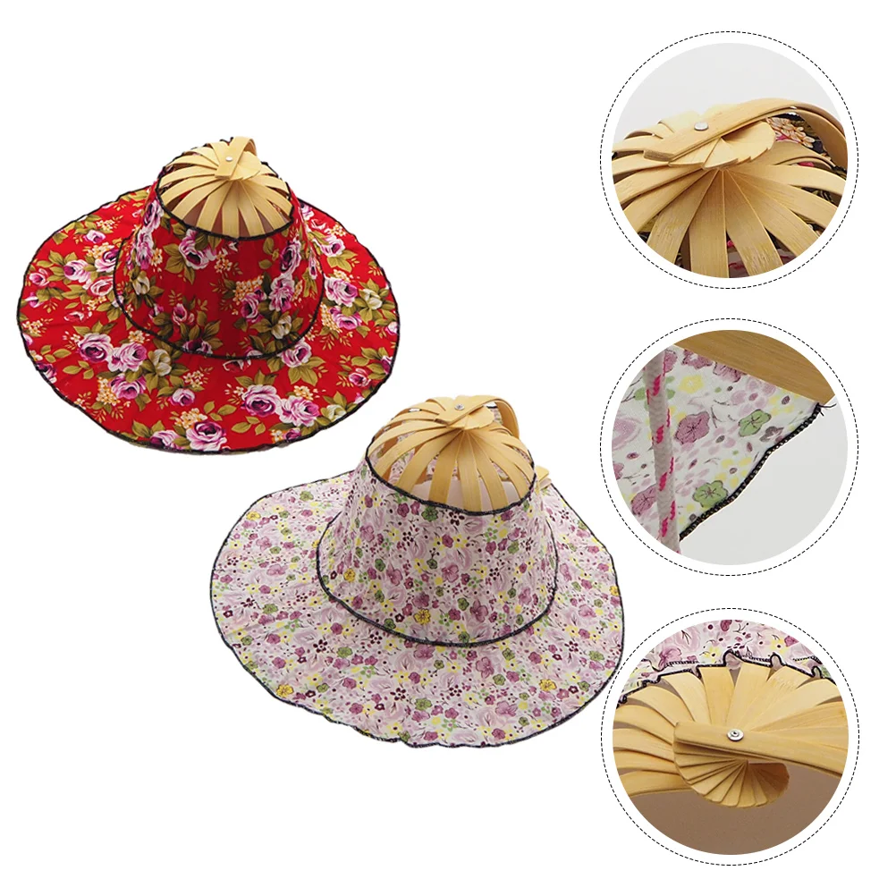 

Bamboo Folding Fan Hat Sun Protection Outdoors Foldable Cap Anti-UV Travelling Accessories