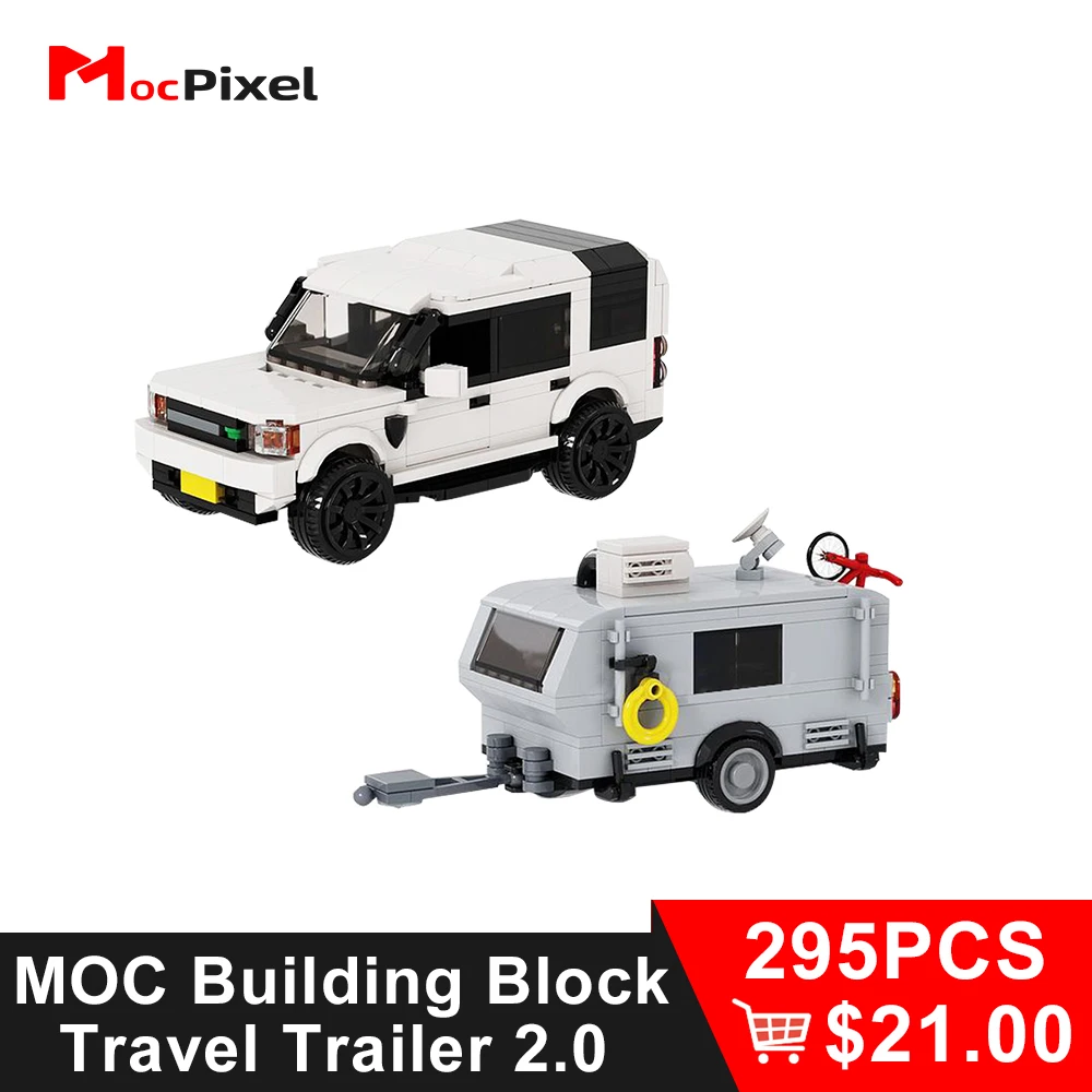 

MOCPIXEL Land Rover Discovery 4 Travel Trailer 2.0 Building Construction Toys For Boy Children MOC Car Blocks Brick Holiday Gift