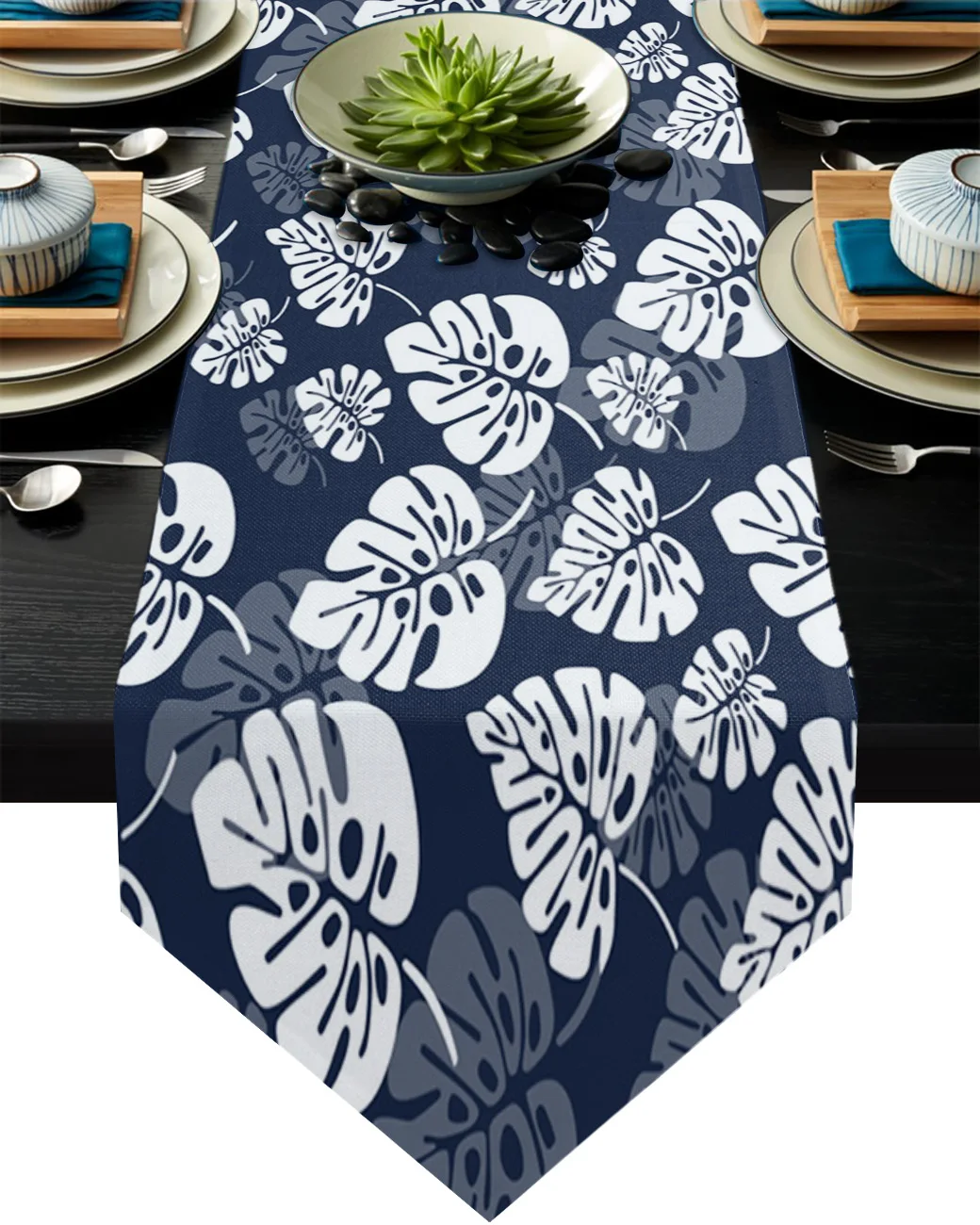 

Plant White Leaves Table Runner Kitchen Dinning Table Decor Wedding Table Decor Tablecloth and Placemats