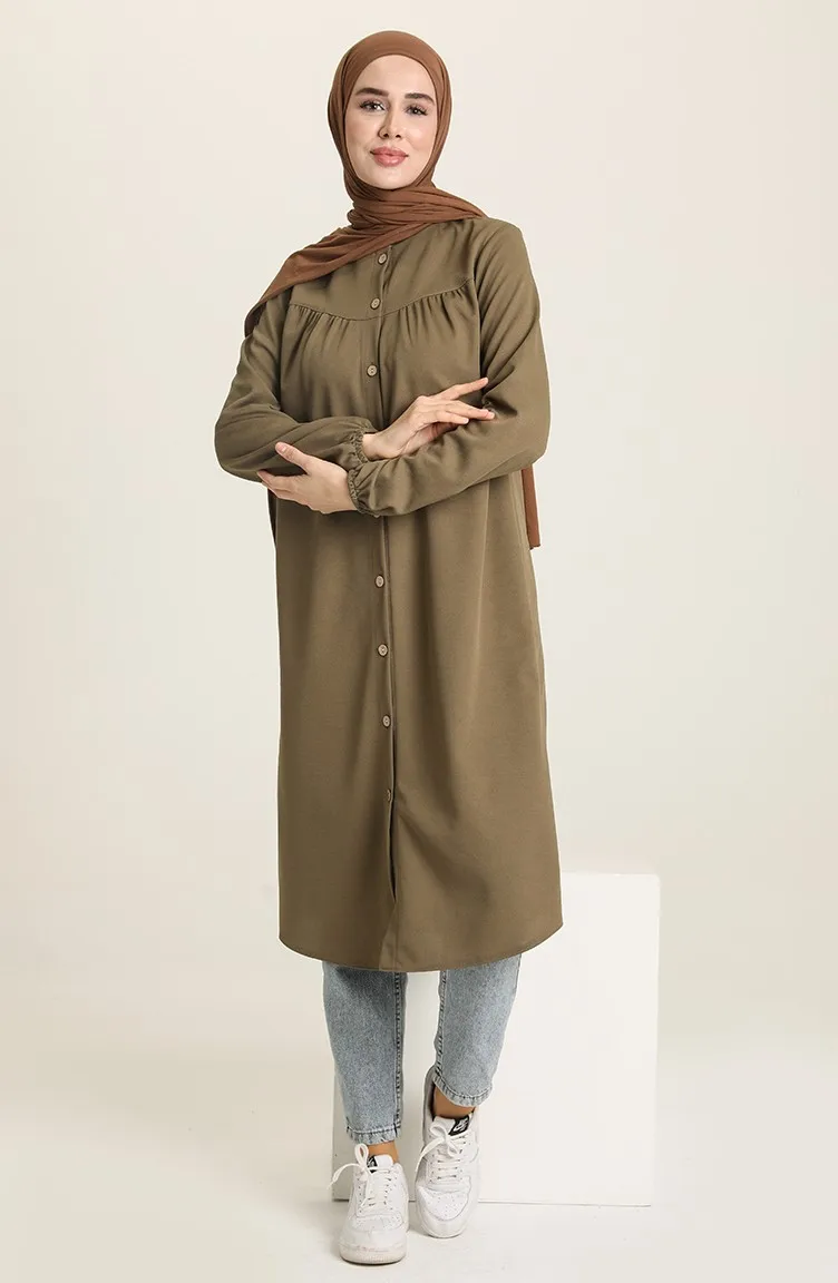 

New Fashion Muslim Buttoned Ruffle Detailed Tunic Dress Women Ramadan Evening Dress Hijab Clothing Africa Dubai Turkey Turkish