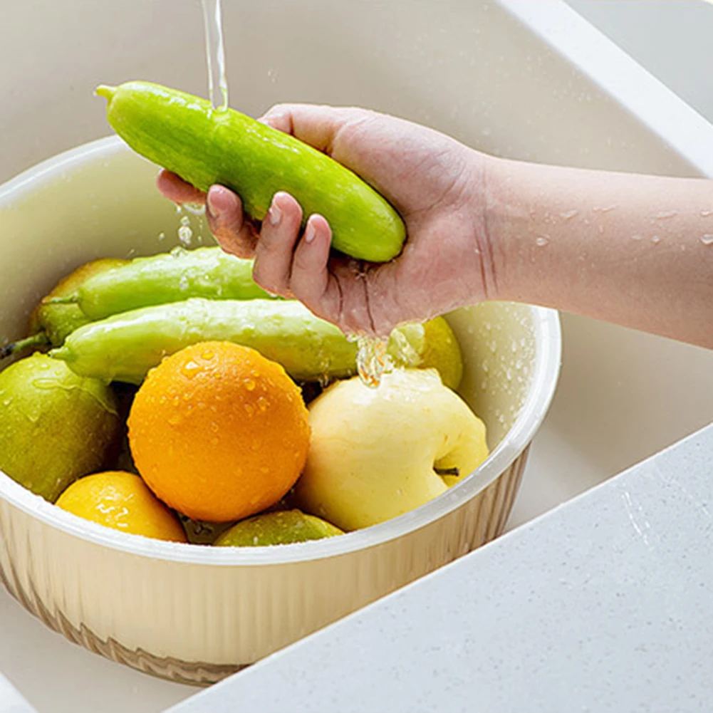 

Дренажная корзина для фруктов двойного назначения, многофункциональная дренажная корзина для овощей для мытья овощей