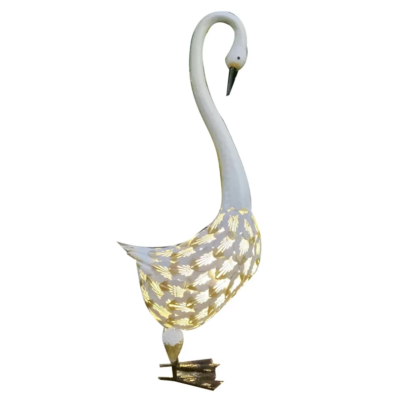 

Swan Statue Antique Painted Solar Lamp Metal Crafts Garden Lawn Courtyard Decoration Iron Animal Model Solar Lamp