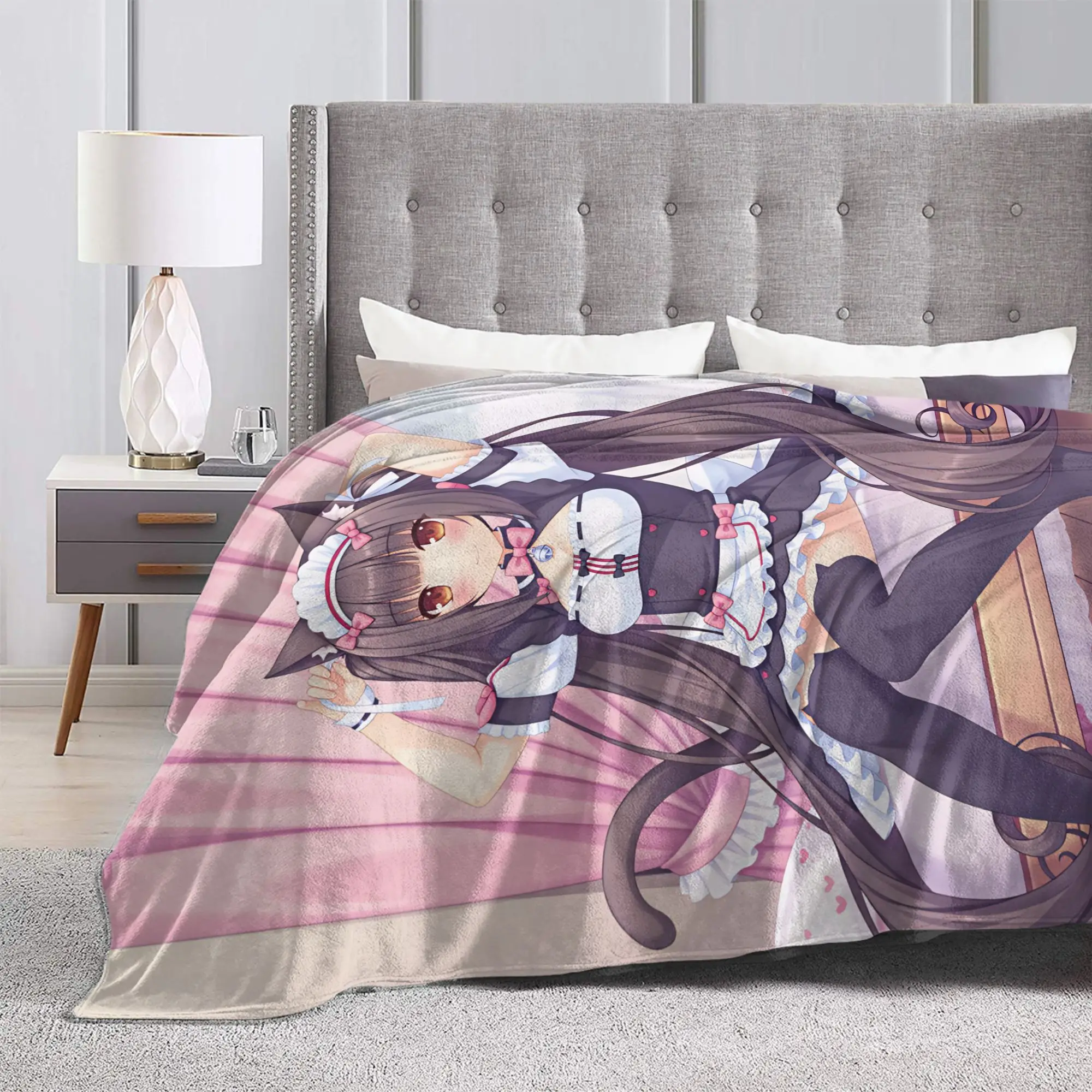 Фото Плюшевое одеяло NEKOPARA для детей, мягкий плед для дивана и кресла, фланелевое покрывало для кровати и дивана-кровати №4