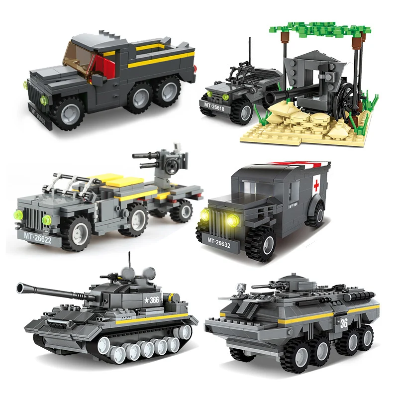

MOC Military Tank Building Blocks WW2 Medical Ambulance Truck Heavy Armored Vehicle Model Boy Child Toy Gift
