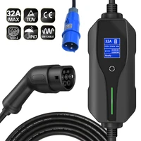 mode 2 type 2 32a protable ev charger 7 2kw 1 phase current adjustable 5 meters charging cable high quality ev led home charger