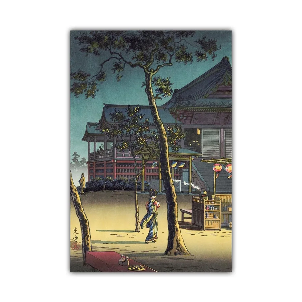 

Metal Tin Sign Retro Art Japanese Street View Architecture Landscape Canvas Painting Living Room Corridor Wall Poster Home