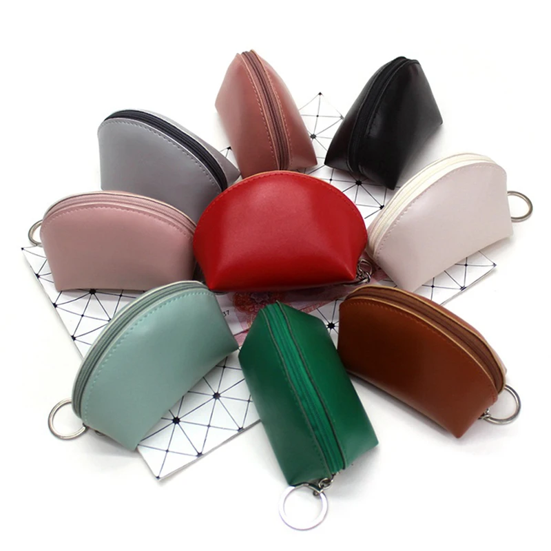 

Women Wallet Mini PU Leather Female Purse Card Holder Short Coin Purse Small Wallets Purse Zipper Keychain Clutch Bag Handbag