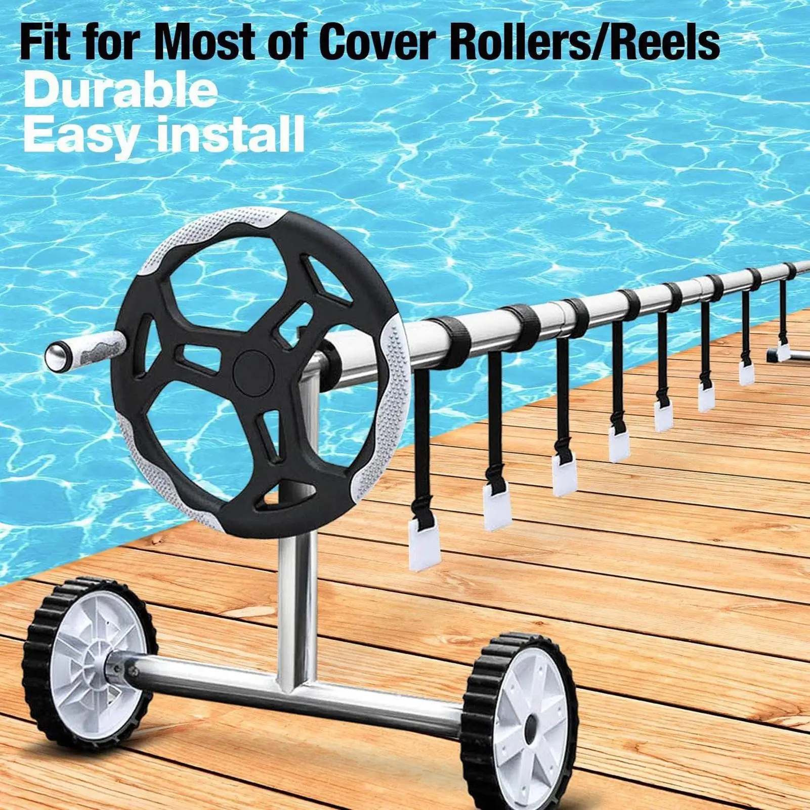 

Pool Cover Tightening Straps | Universal Swimming Pool Cover Reel Strap kit | Easy to Assemble Solar
