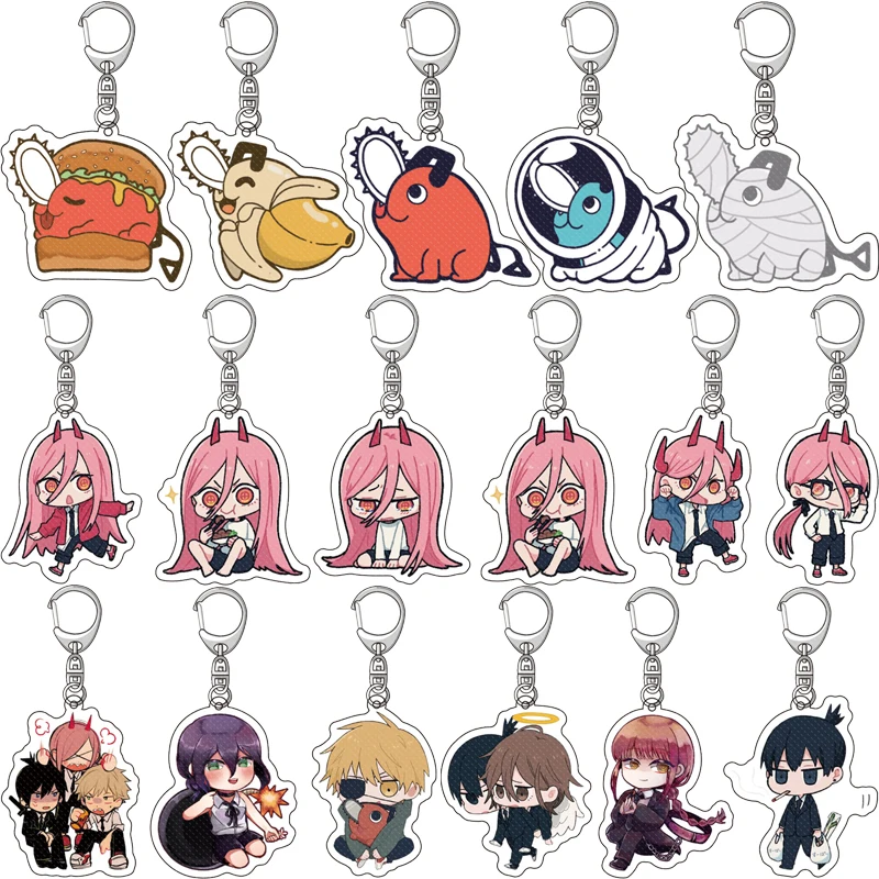 

Anime Manga Chainsaw Man Keychain Pochita Makima Power Cosplay Accessories Cute Collection Bag Pendant Keyring Fans Gifts
