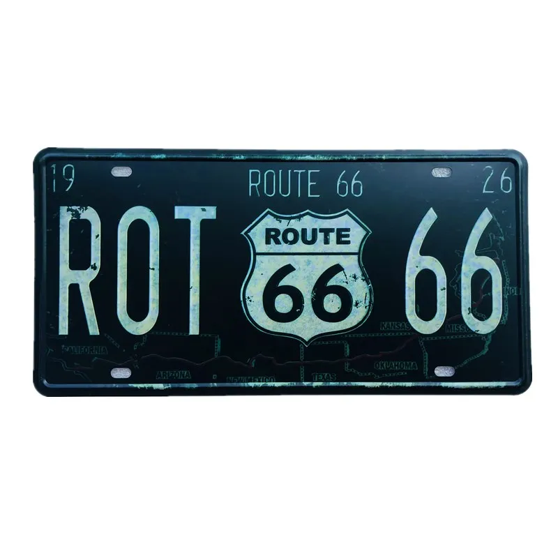 

Route 66 US Mother's Road Car License Plate Number Metal Tin Sign Bar Pub Cafe Garage Home Decor Restaurant Wall Plaques