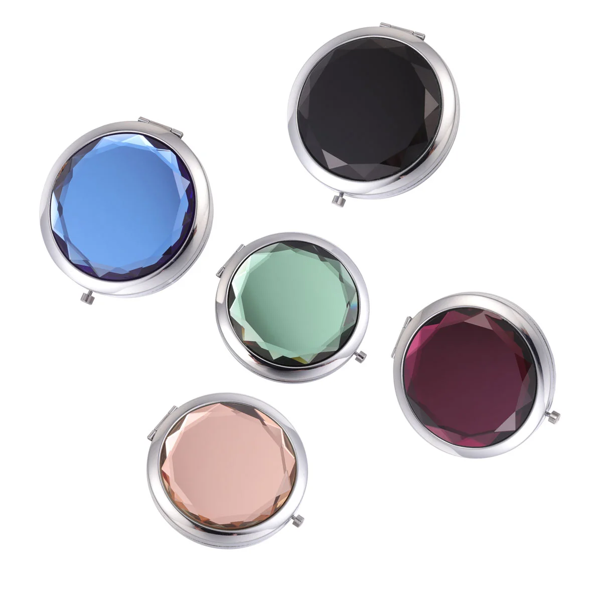 

Mirror Travel Compactpocket Folding Hand Mini Handheld Portable Outdoor Vanity Purse Foldable Sided Double Makeup Crystal Beauty