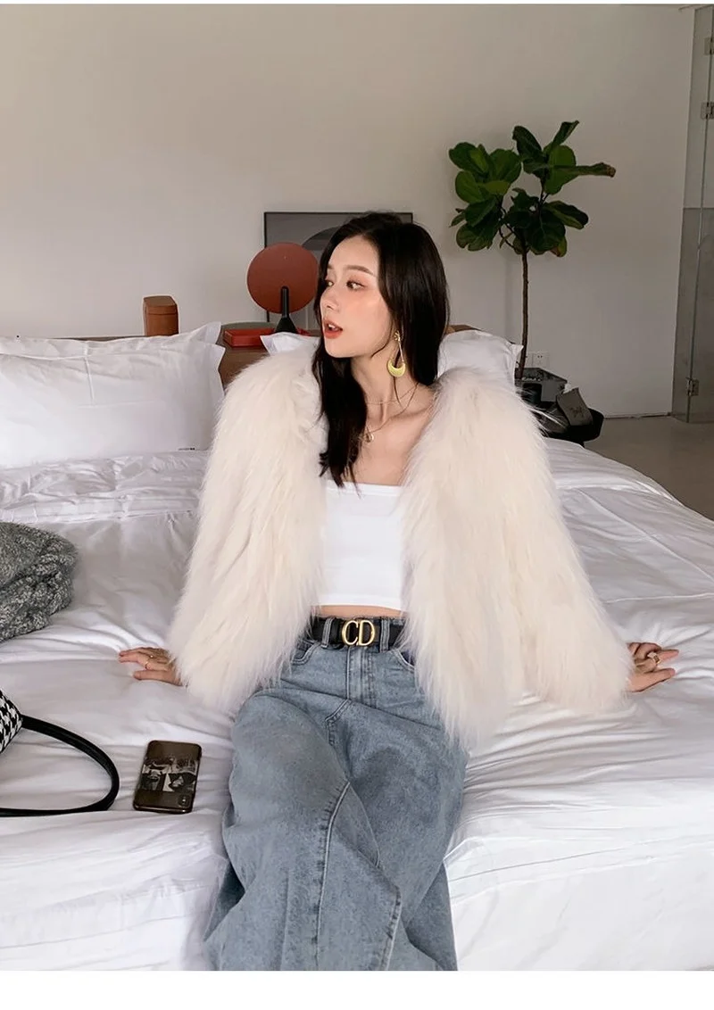 Korean Version Loose Simple Casual Wild Fashion Trend Autumn and Winter New Fur Coat Plus Velvet Thick Thick Warm Coat