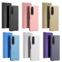 flip case for samsung galaxy z fold 3 5g leather clear transparent time display stand back phone cover capa fold3 fold2