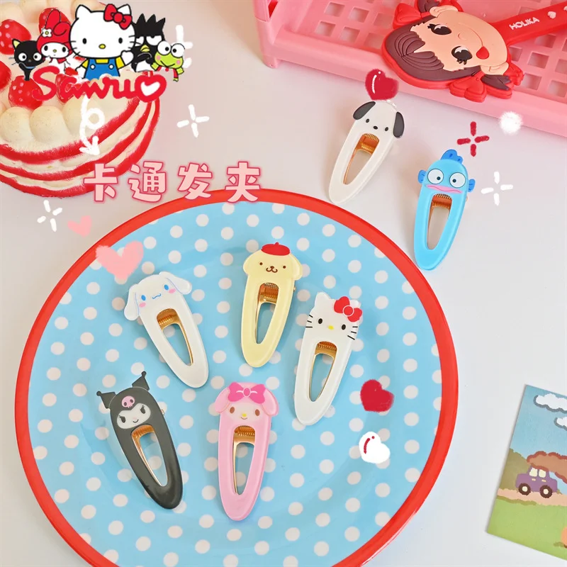 Купи Sanrio Melody Kuromi Hello Kitty Cinnamoroll Pochacco Hairpin Japanese Cartoon Animal Haircard Hair Side Clip Hair Accessories за 13 рублей в магазине AliExpress