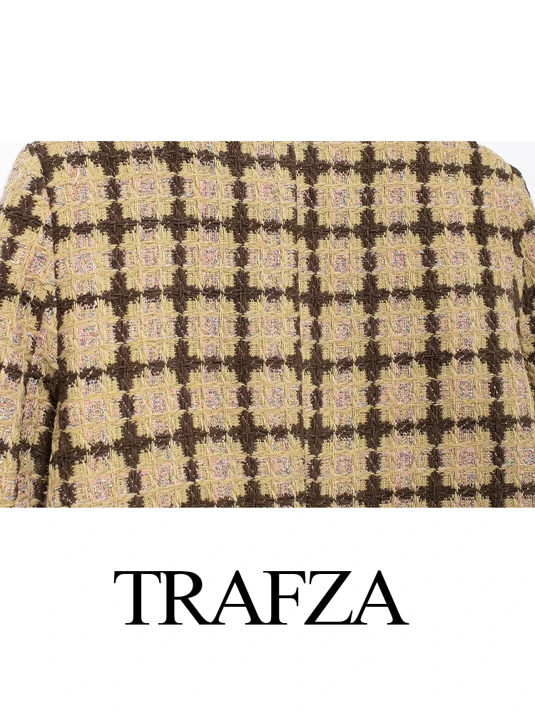 TRAFZA женское зимнее модное шерстяное тканое пальто с круглым вырезом и длинными