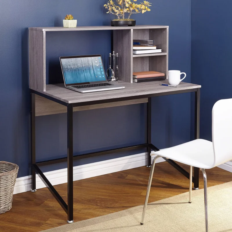Porter Desk with Hutch, Black/Graydesk table  desk  gaming desk