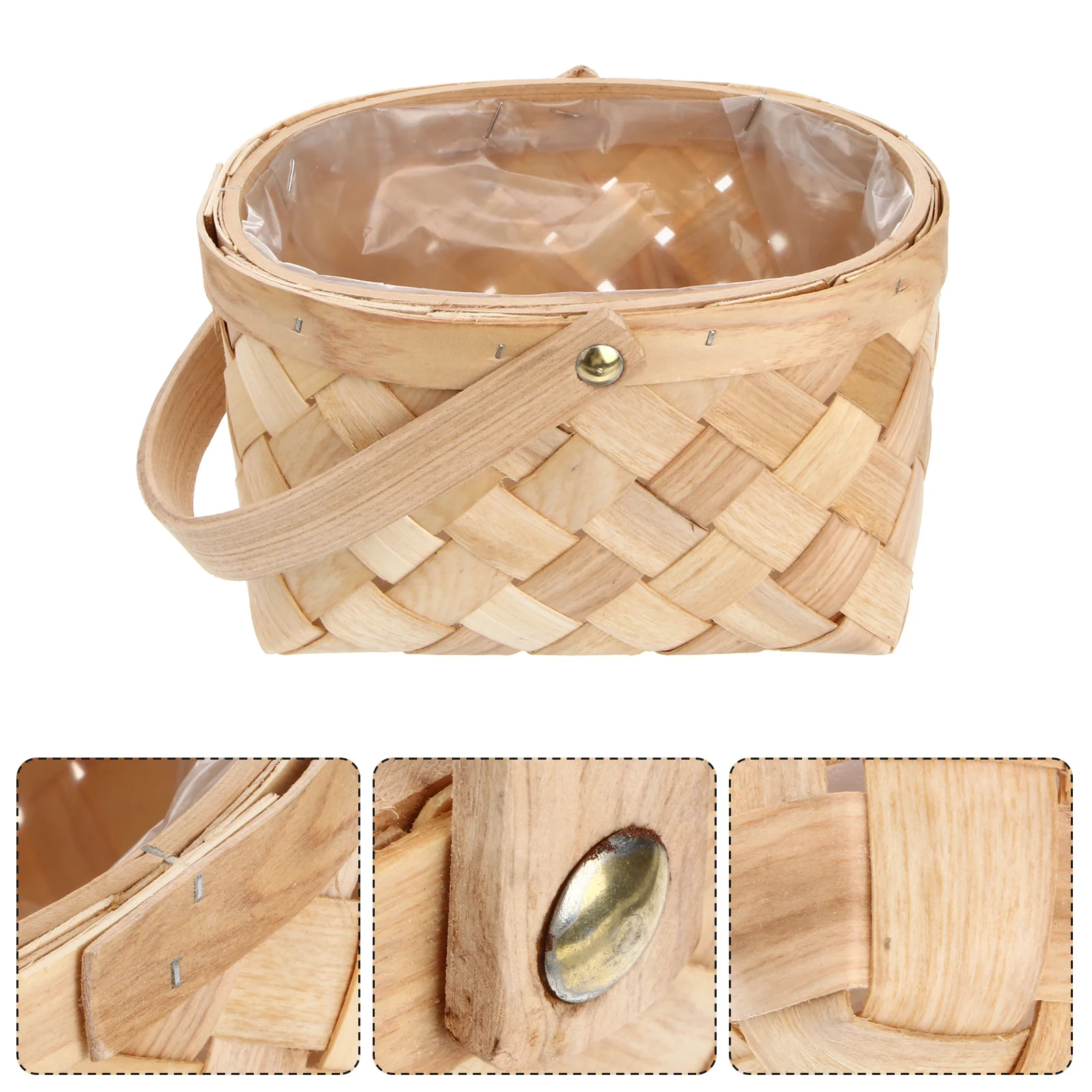 

Basket Storage Woven Handle Wicker Container Rattan Wooden Baskets Picnic Portable Flower Houseware Easter Fruit Handles Gifts