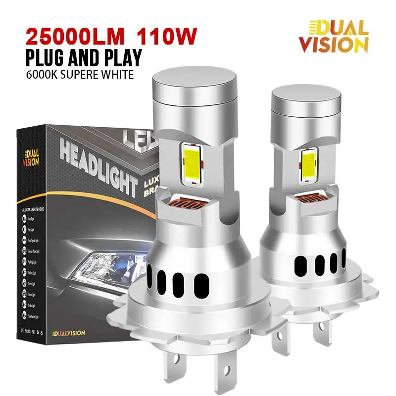 

110W 25000LM H7 LED Turbo Car Headlight Plug&play 1:1 Mini LED Bulb as Halogen 6000K LED Auto Bulbs Fog Lights Fan Cooling
