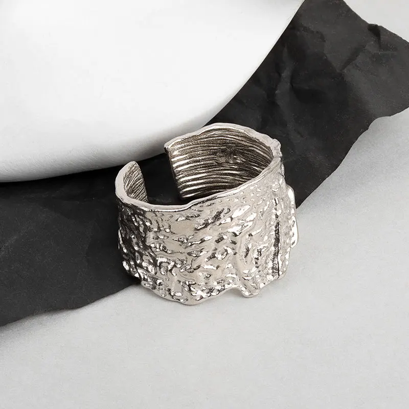 NBNB, серебристо-золотистый цвет, неровный дизайн, широкое регулируемое кольцо для женщин и мужчин, модное Открытое кольцо, женское Драгоценное кольцо