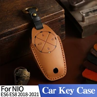 car key case for nio es6 es8 2018 2021 genuine leather remote control keychain modeling decorative tool accessories