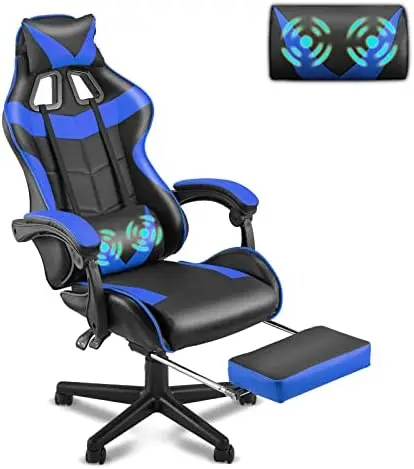 

POPTOP Purple Gaming Chair with Footrest, Ergonomic Gamer Chair, Video Game Chairs with Adjustable Headrest, Removable Lumbar Su