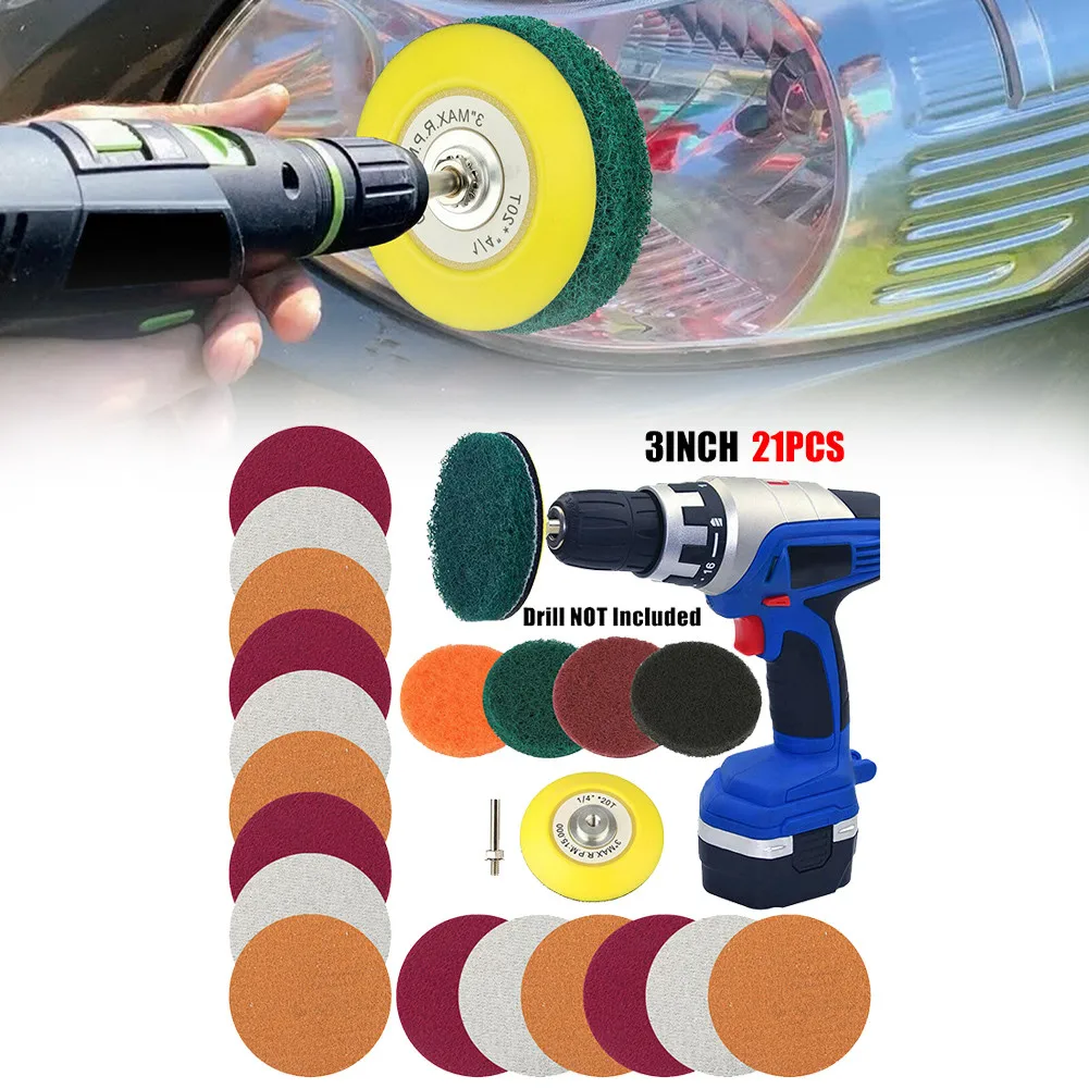 

For Drill Headlights Polishing Kit Tail Lights 21pcs Auto DIY Directional Lights Fog Lights
