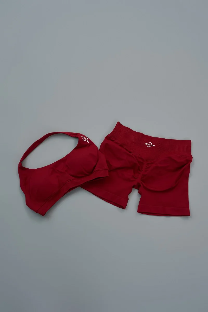 SUSISTAR Ребристая тренировочная одежда для женщин комплект из двух предметов